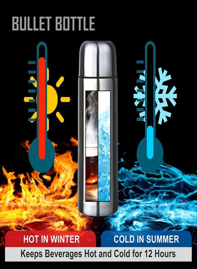 Baltra Bullet Thermosteel Water Bottle Stainless Steel 24 Hours Hot & Cold Double Walled Leak Proof Vacuum Flask/Water Bottle for Office/School/College/Gym/Picnic/Home/Trekking- 500ml, Silver - Image 3